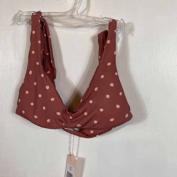 Eberjey Mauve Pink Polka Dot Bikini Top | Adjustable Tie Straps | Size Small NWT - Picture 2 of 8